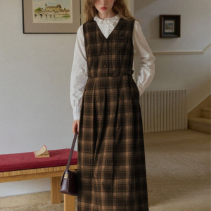 Sleeveless Checkered Pinafore